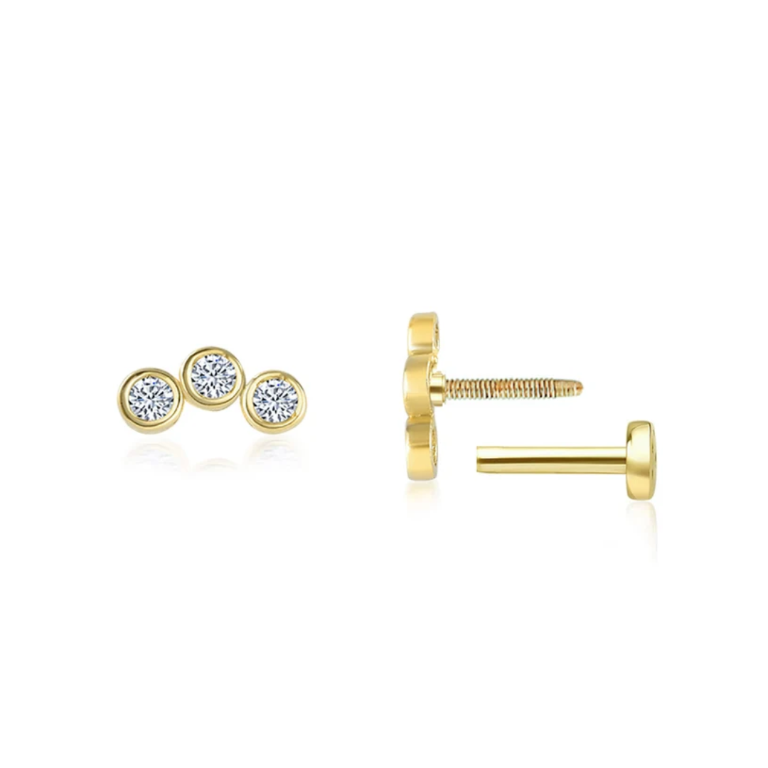 Diamond cartilage piercing earrings for ear stack