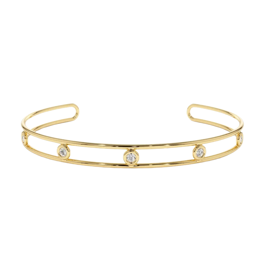 Bezel Round Bangle Cuff (0.4 CT)