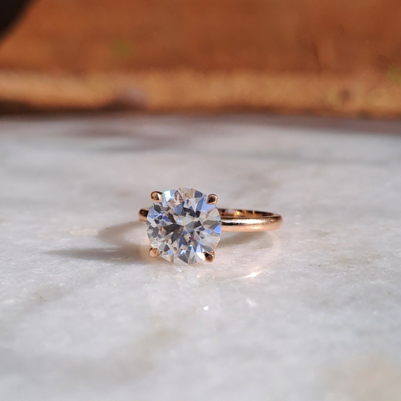 Solitaire Moissanite Diamond Ring in Rose Gold