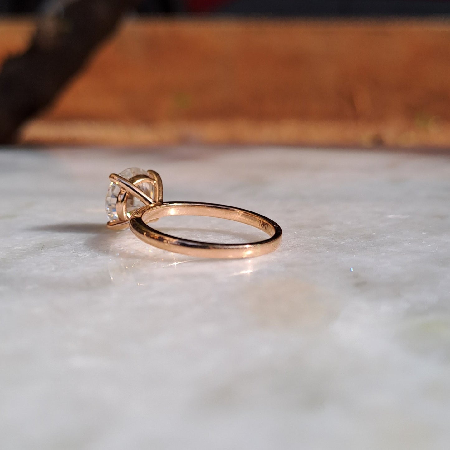 Solitaire Moissanite Diamond Ring in Rose Gold