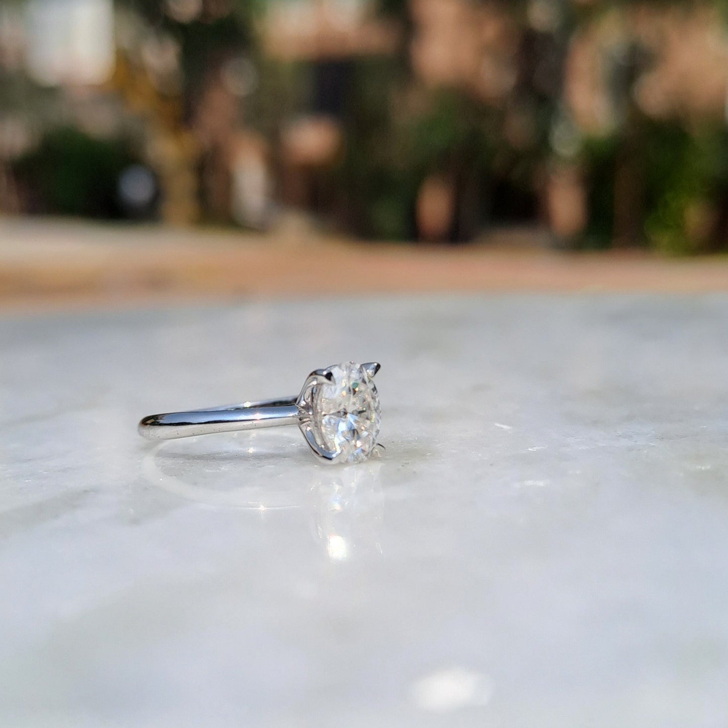 Vai Ra oval solitaire moissanite ring