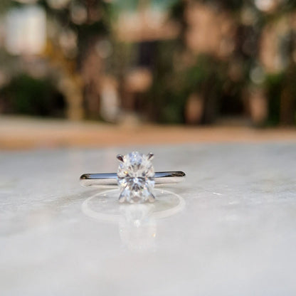 Vai Ra oval solitaire moissanite ring