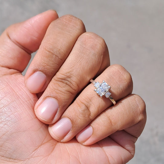 Emanate timeless elegance with our radiant 3-stone ring, a symbol of enduring love and commitment. Featuring three exquisite stones, each carefully selected for its brilliance and beauty, this ring captures the essence of sophistication and luxury.