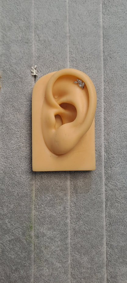 Olive Branch Diamond Piercing Earrings