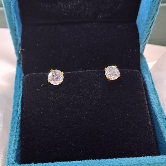 1.5 CT Each Round Solitaire Earrings 10KT Gold (Next Day Ship)