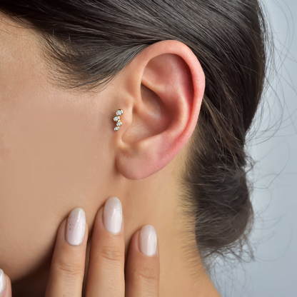 Diamond cartilage piercing earrings for ear stack