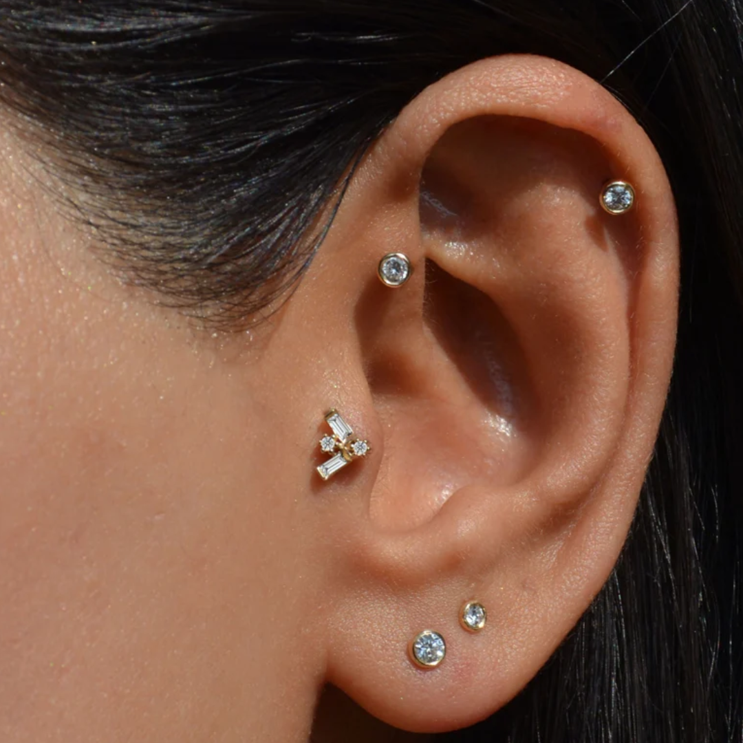 Baugette Corner Piercing Earrings