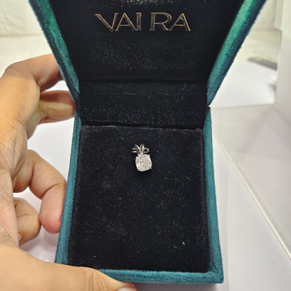 Solitaite Cushion Pendant Lab diamond and moissanite by Vai Ra