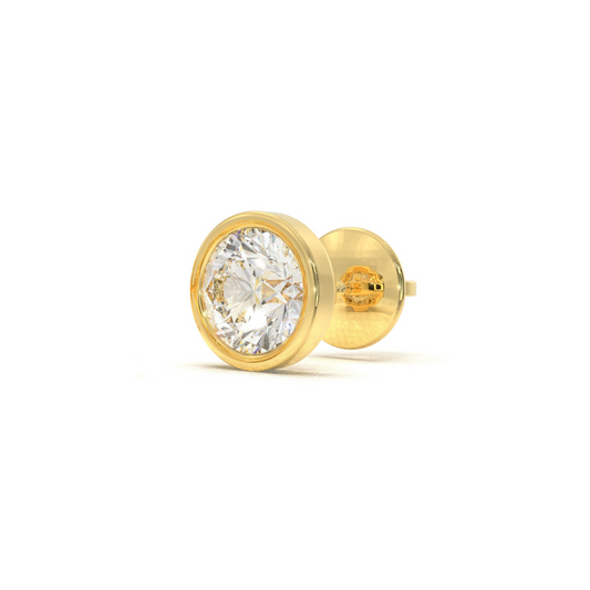 Men Solitaire Earring -  Bezel Round (1.5CT)