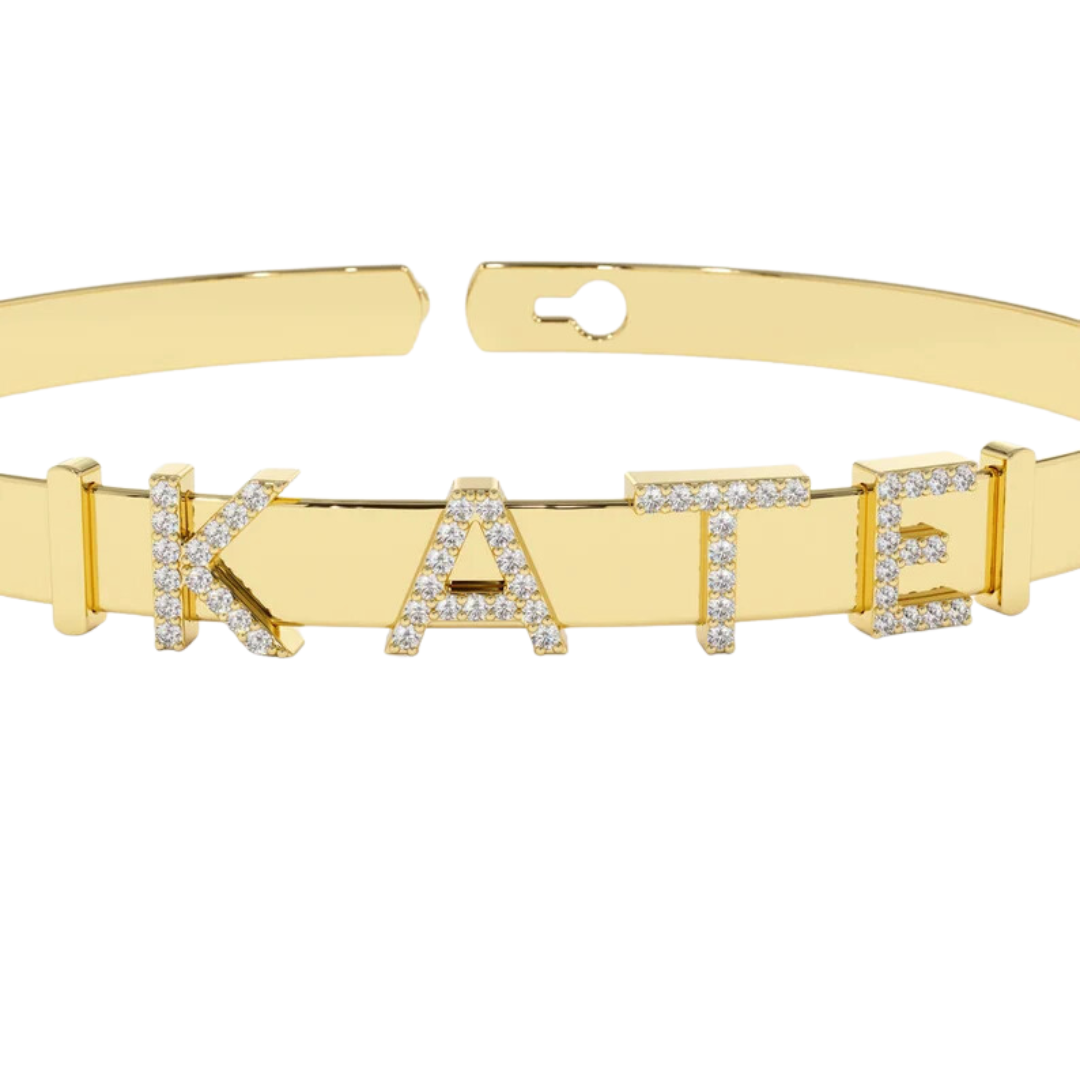 Personalised Sliding Diamond Initials Bangle (0.55 CT)