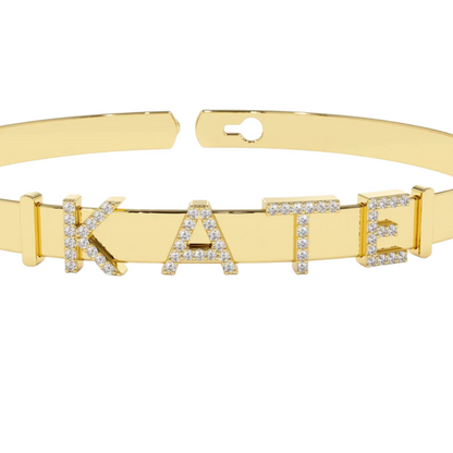 Personalised Sliding Diamond Initials Bangle (0.55 CT)