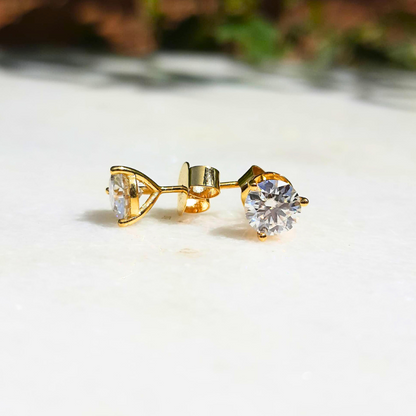 Three Prongs Martini Round Solitaire Earrings