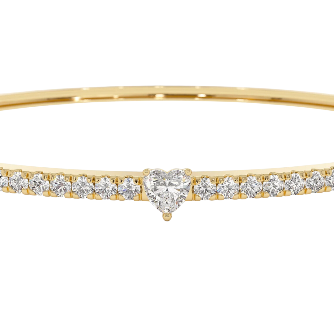 Heart Pave Diamond Bangle (1.1 CT)