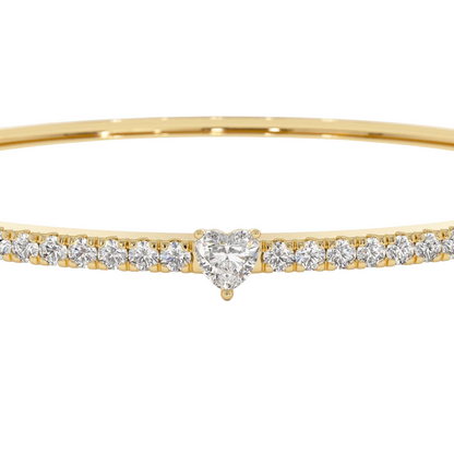 Heart Pave Diamond Bangle (1.1 CT)