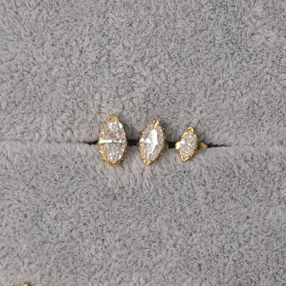 Marquise Diamond Threaded Stud Piercing Earring