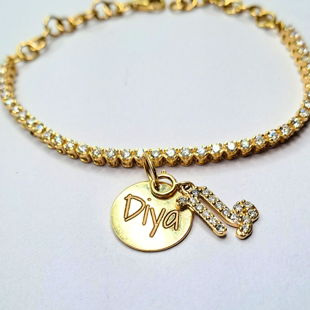 Personalised Zodiac Charm Dainty Tennis Bracelet