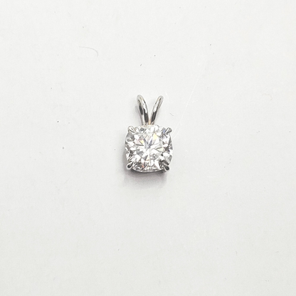 Solitaite Cushion Pendant Lab diamond and moissanite by Vai Ra