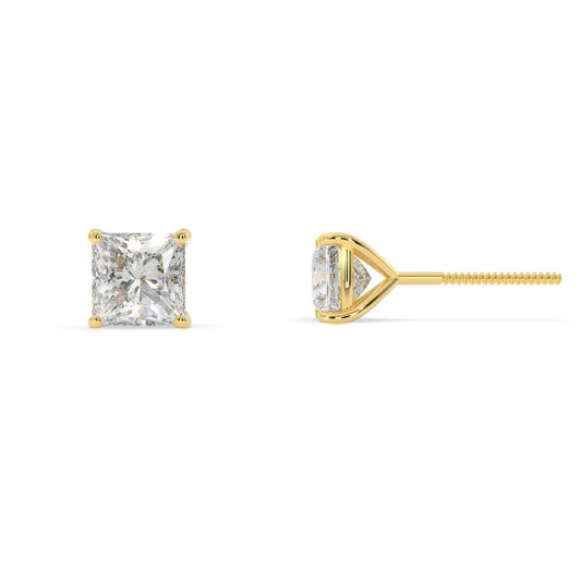 Princess Cut Solitaire lab diamond and moissanite ear rings
