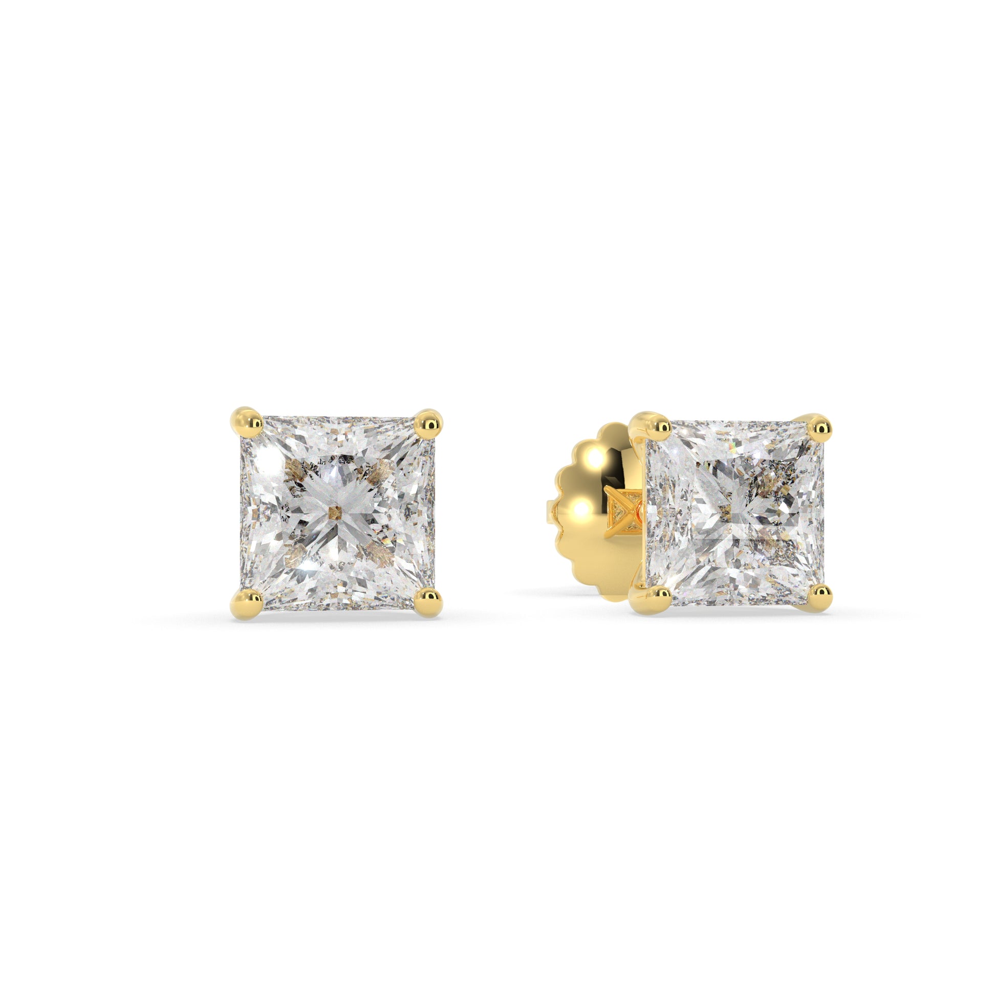 Princess Cut Solitaire lab diamond and moissanite ear rings