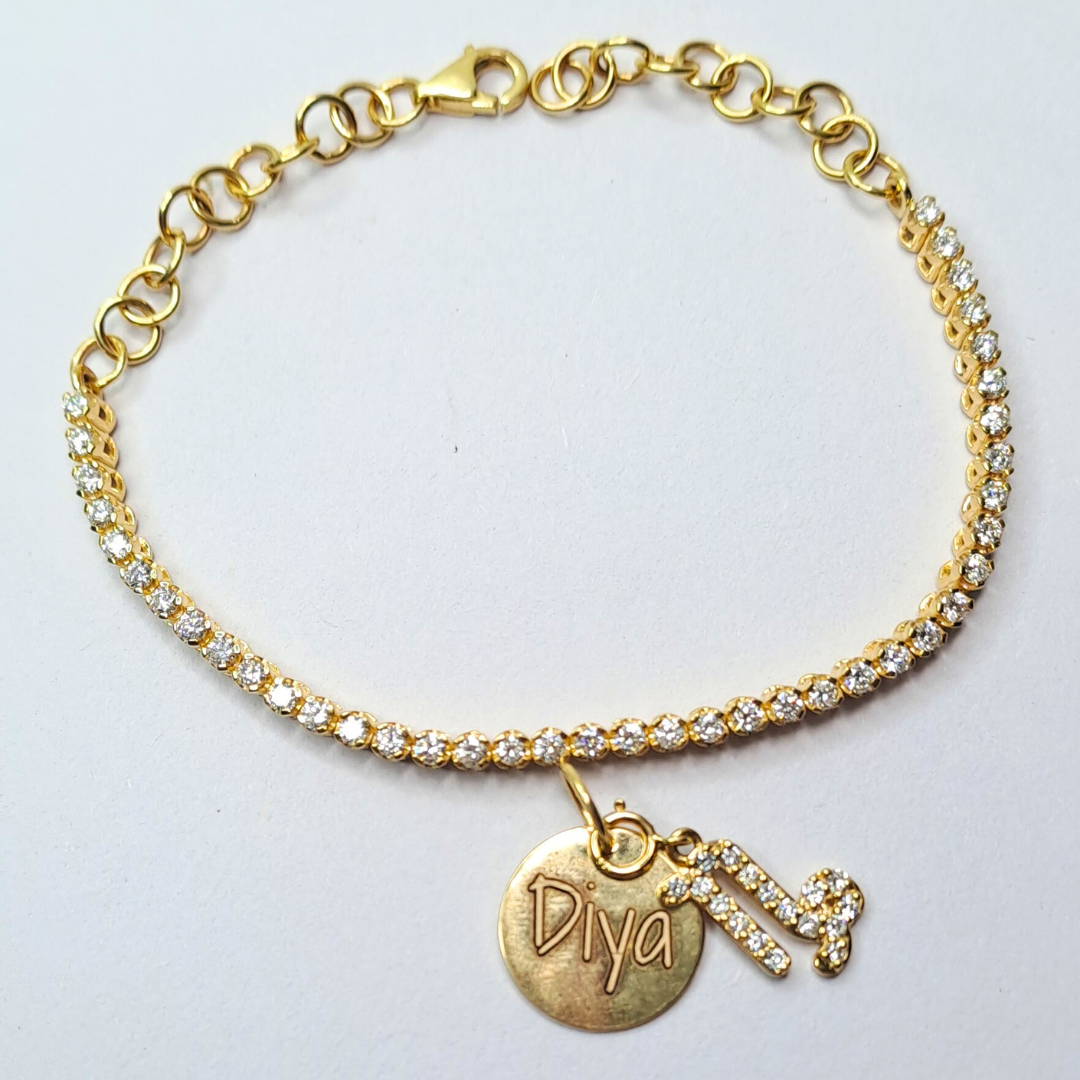 Personalised Zodiac Charm Dainty Tennis Bracelet