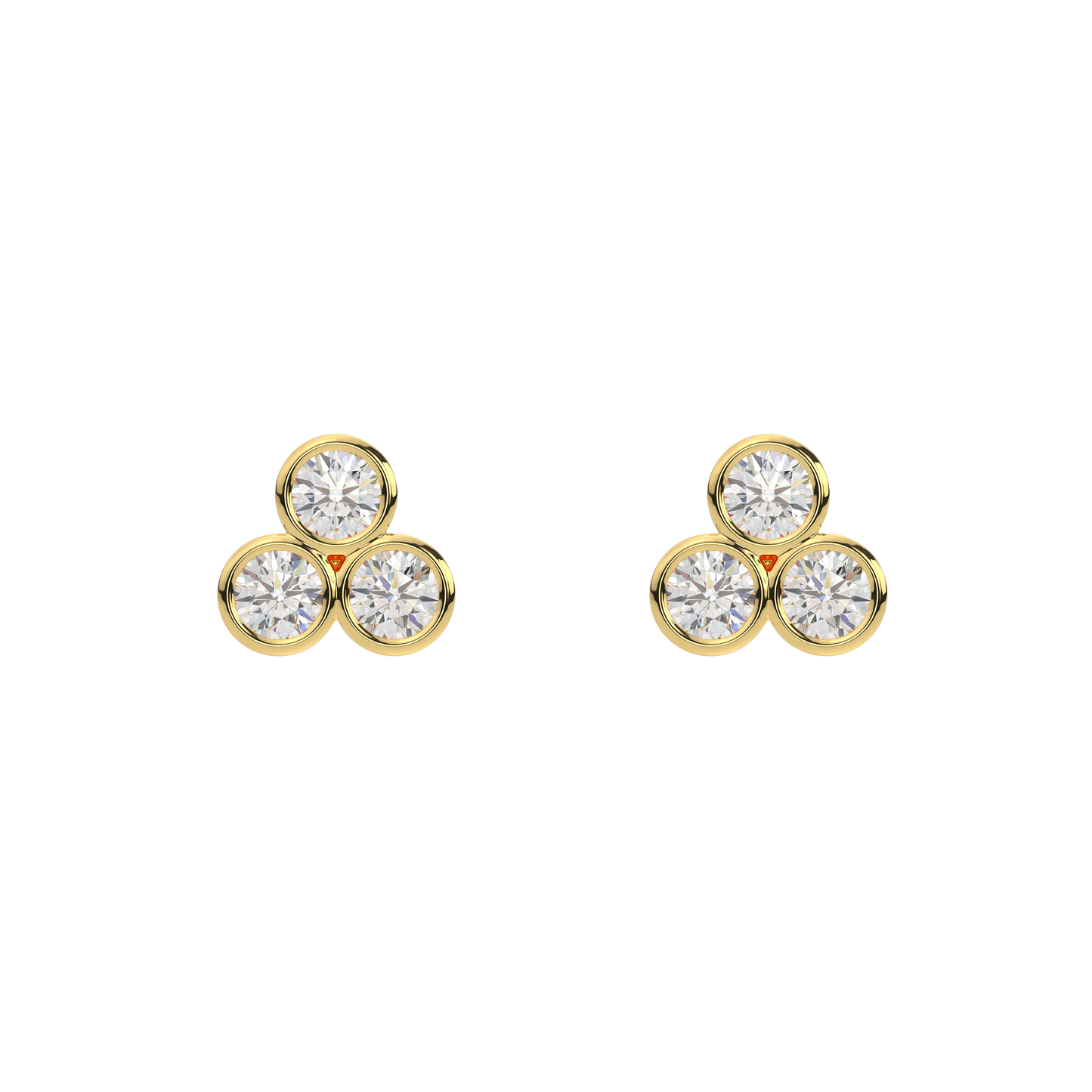 Three Bezel Piercing Earrings