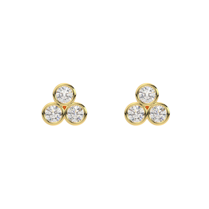 Three Bezel Piercing Earrings