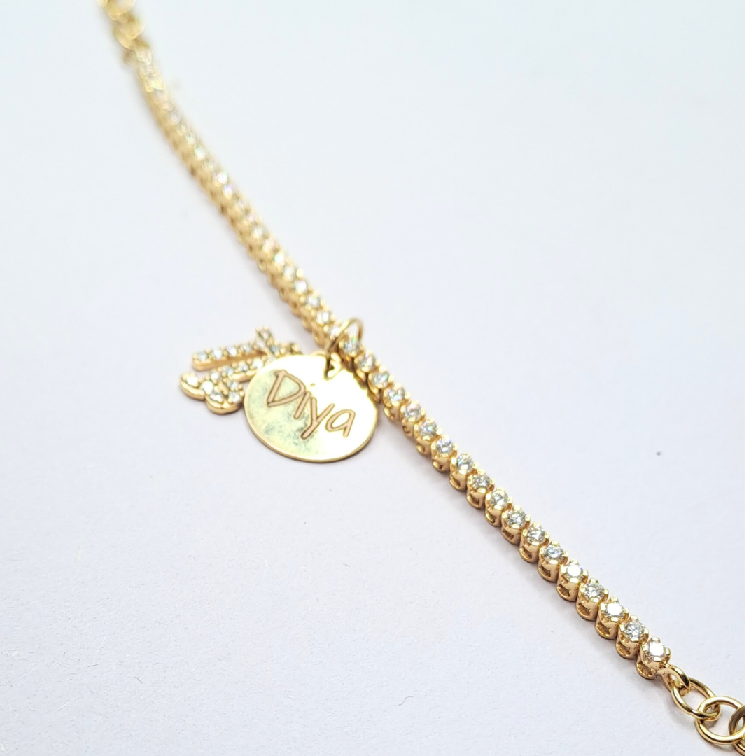 Personalised Zodiac Charm Dainty Tennis Bracelet