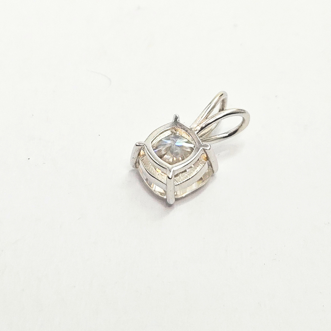 Solitaite Cushion Pendant Lab diamond and moissanite by Vai Ra