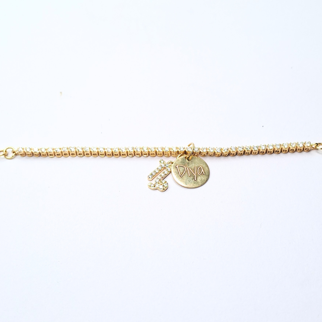 Personalised Zodiac Charm Dainty Tennis Bracelet