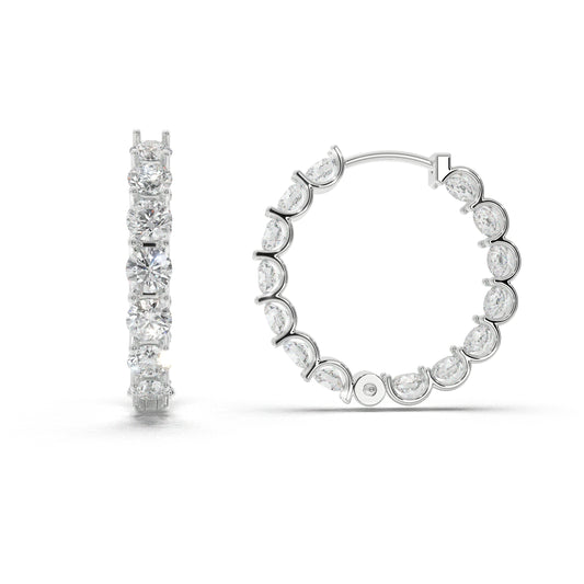 Full Eternity Scalloped Hoop Earrings (3CT)