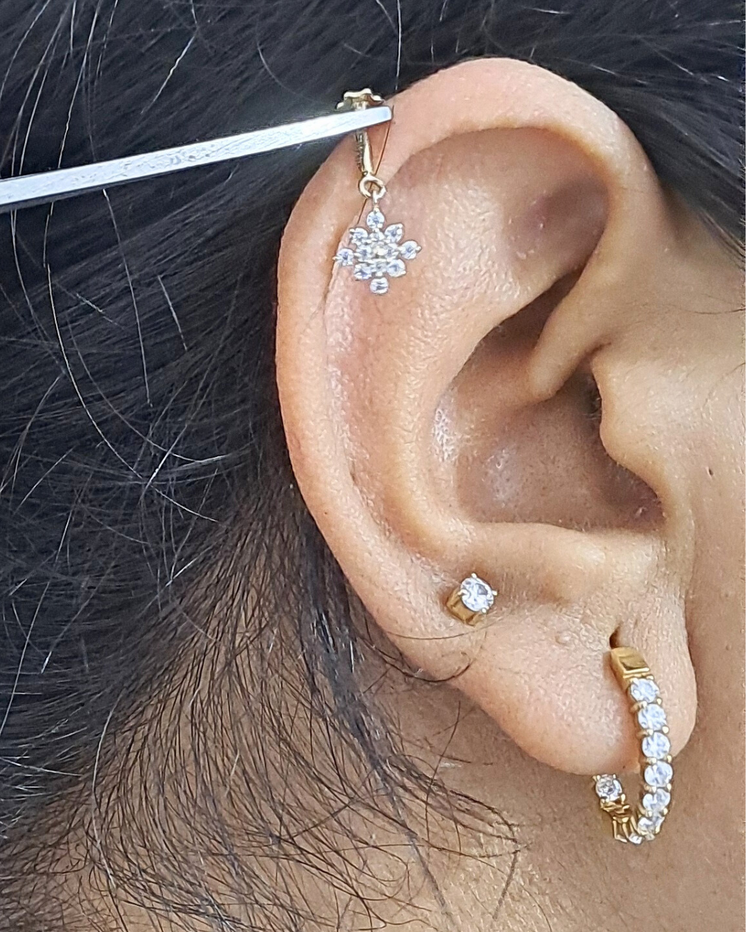 Cosmos Helix Diamond and Moissanite Earring  bugadi by Vai Ra