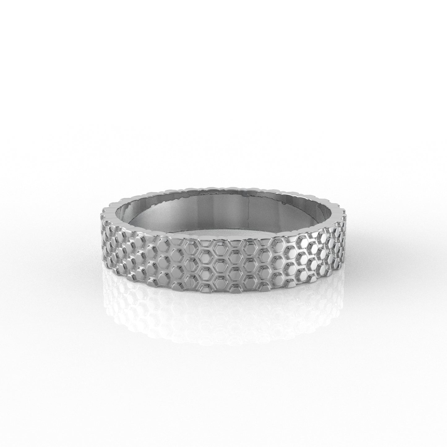 Viraaj Honeycomb pattern ring in gold and platinum by Vai Ra