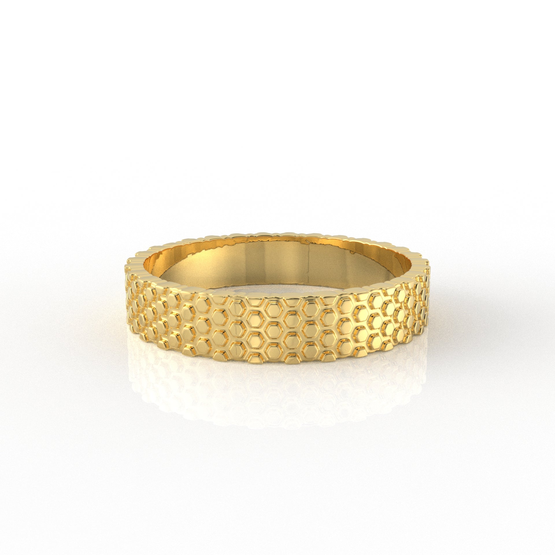 Viraaj Honeycomb pattern ring in gold and platinum by Vai Ra