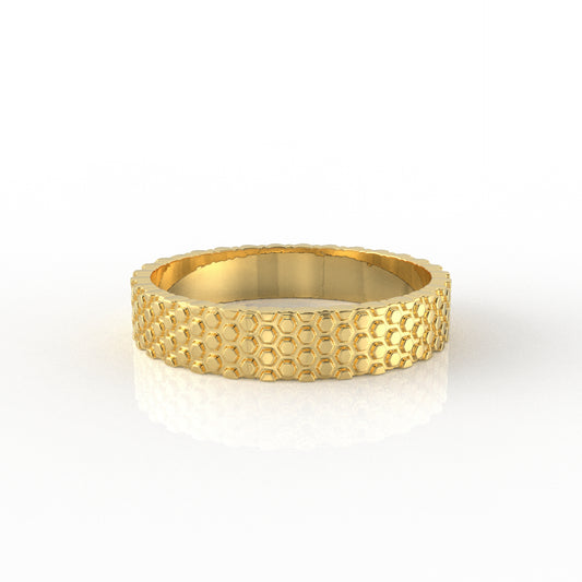 Viraaj Honeycomb pattern ring in gold and platinum by Vai Ra