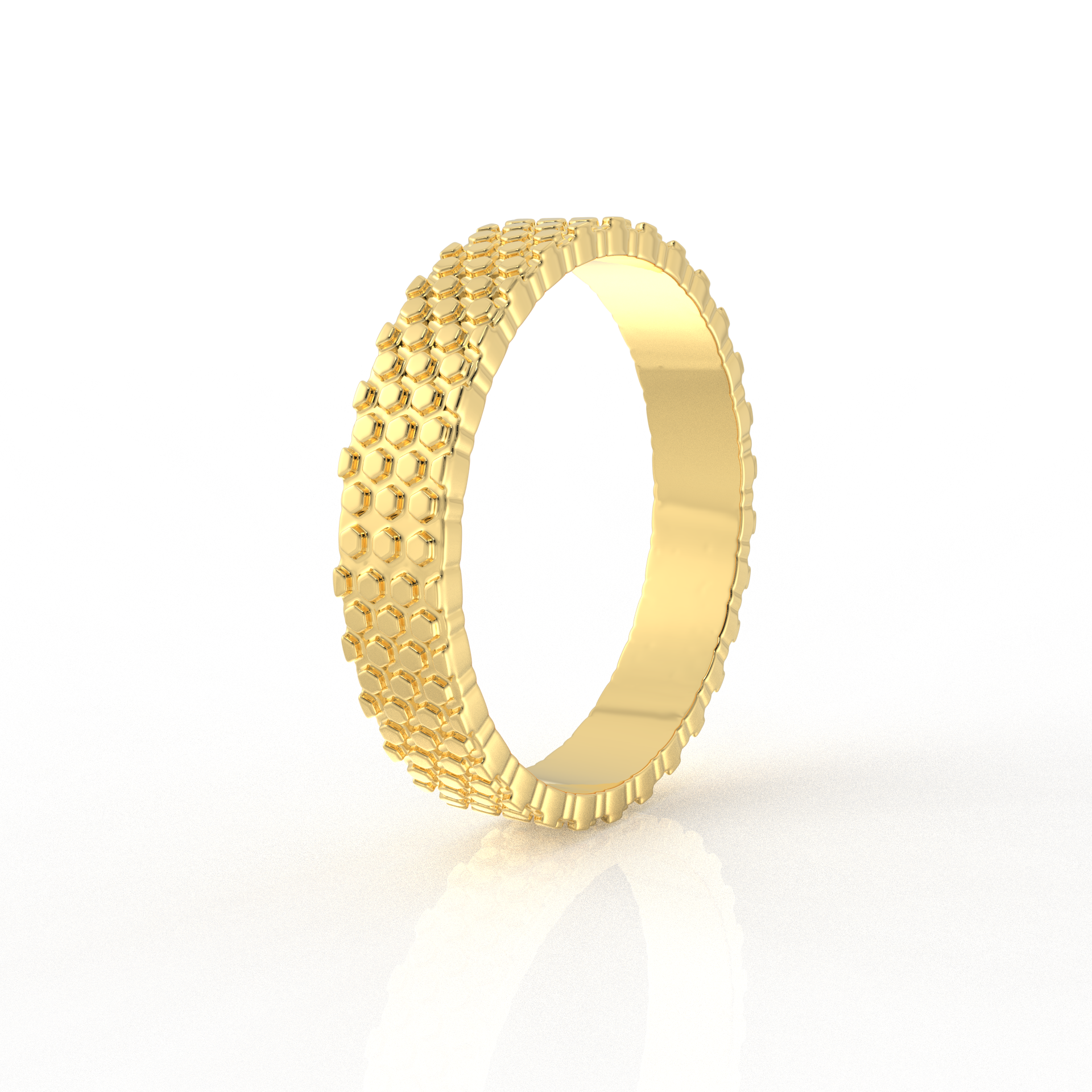 Viraaj Honeycomb pattern ring in gold and platinum by Vai Ra