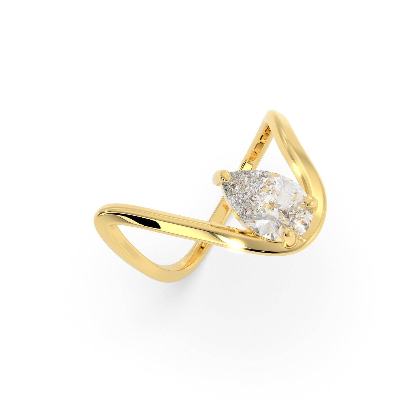 Kumuda Vanki Solitaire Ring in Lab diamond and Moissanite by Vai Ra