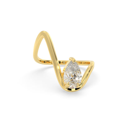 Kumuda Vanki Solitaire Ring in Lab diamond and Moissanite by Vai Ra