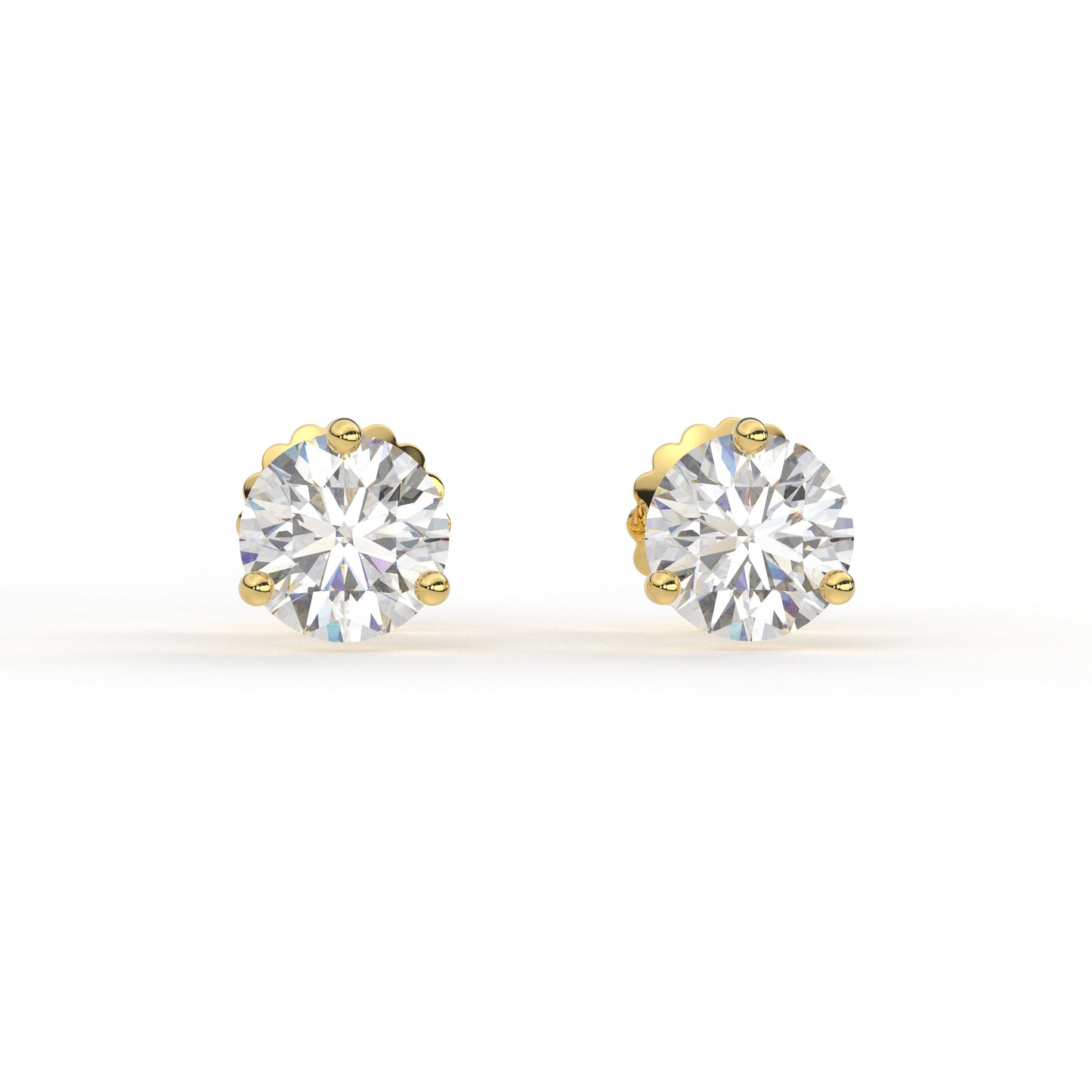 Three Prongs Martini Round Solitaire Earrings