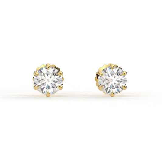Six Prongs Martini Round Solitaire Earrings