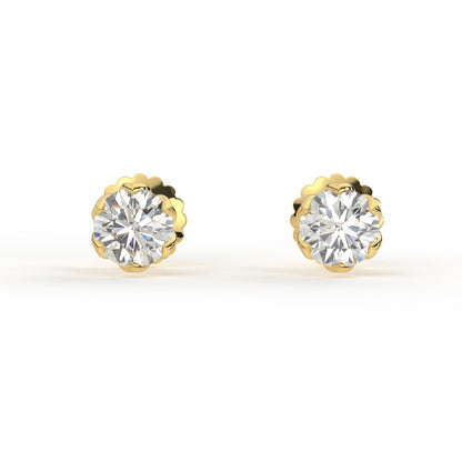 Six Prongs Tulip Round Solitaire Earrings