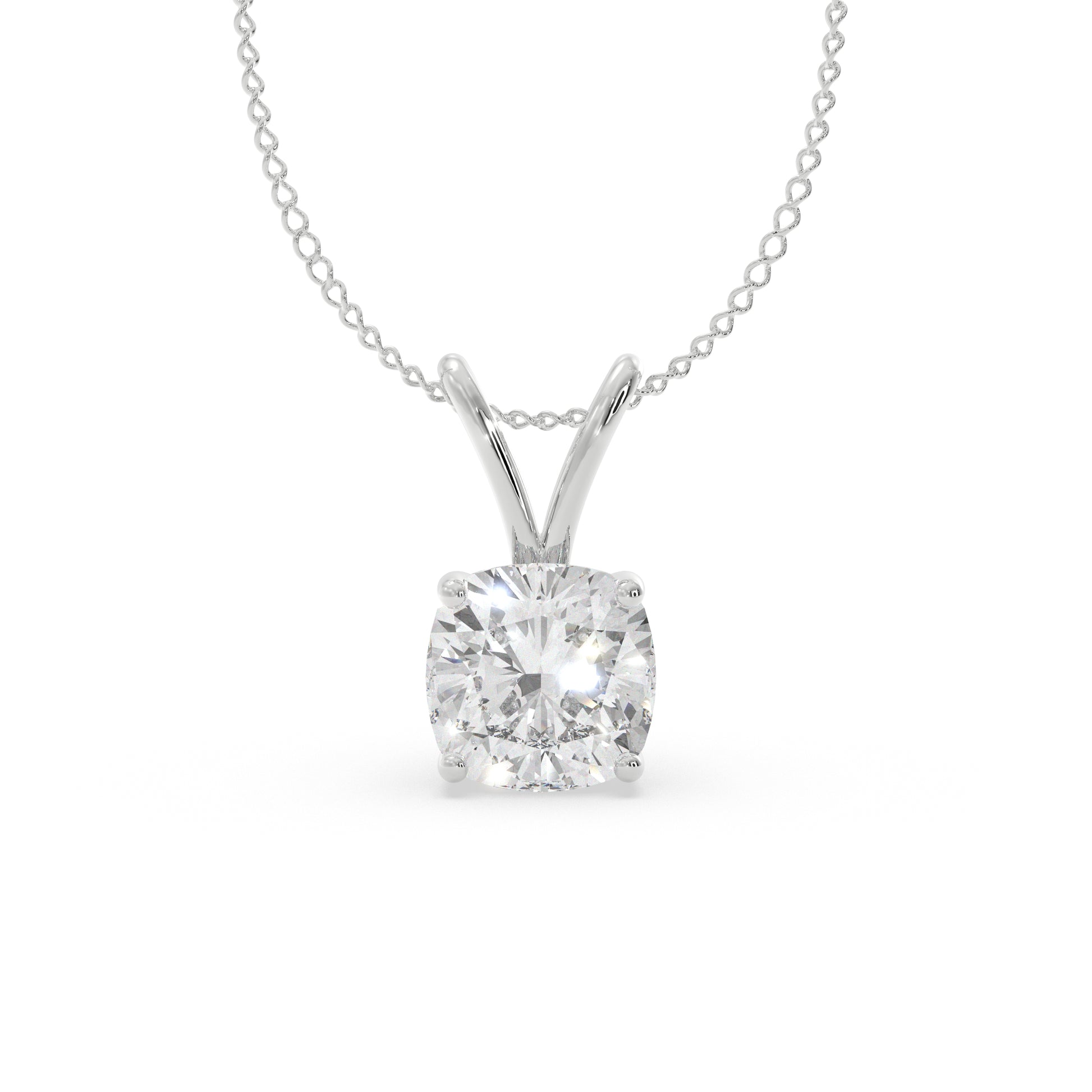 Solitaite Cushion Pendant Lab diamond and moissanite by Vai Ra