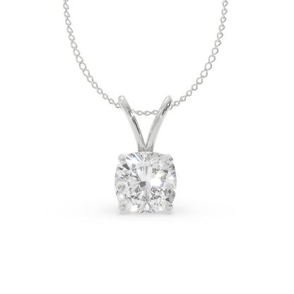 Solitaite Cushion Pendant Lab diamond and moissanite by Vai Ra