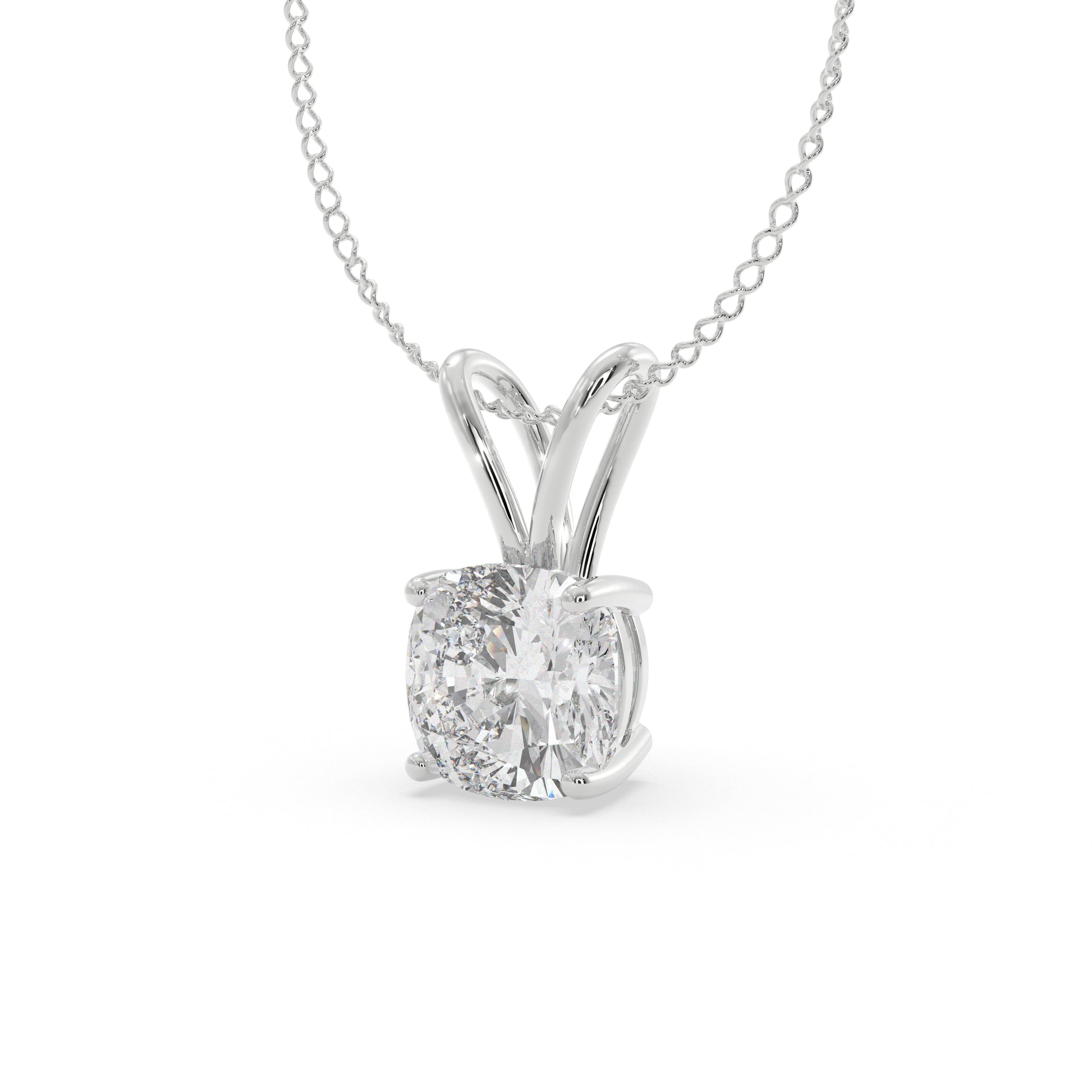 Solitaite Cushion Pendant Lab diamond and moissanite by Vai Ra