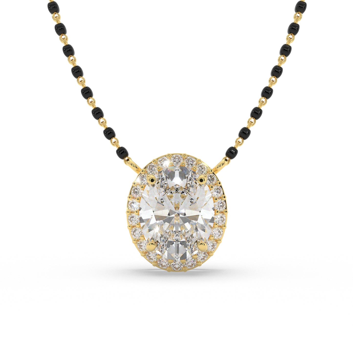 Oval Halo Mangalsutra (2.8 CT)