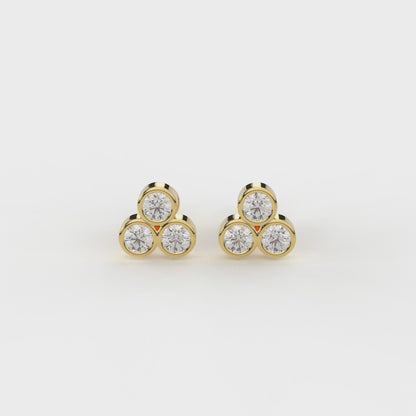 Three Bezel Piercing Earrings