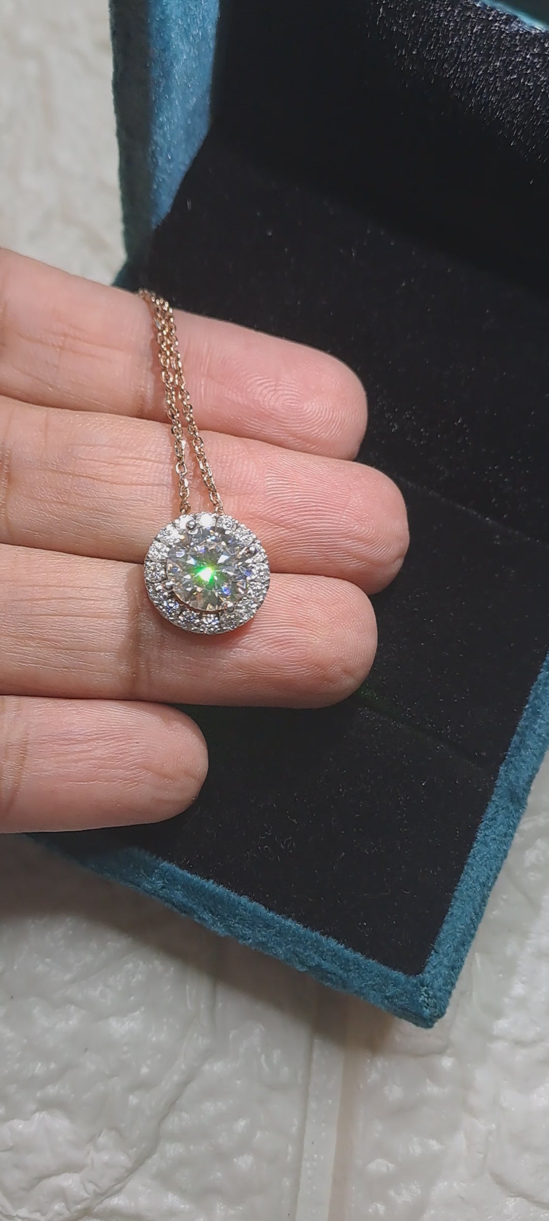 Moissanite Diamond Pendant with chain necklace