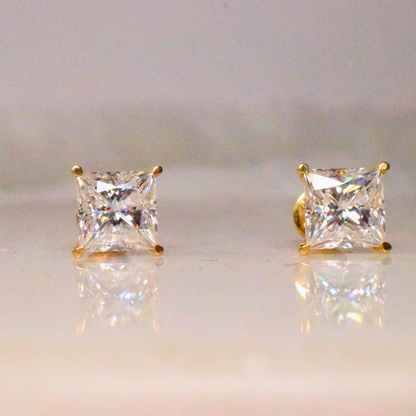 Princess Cut Solitaire Earrings