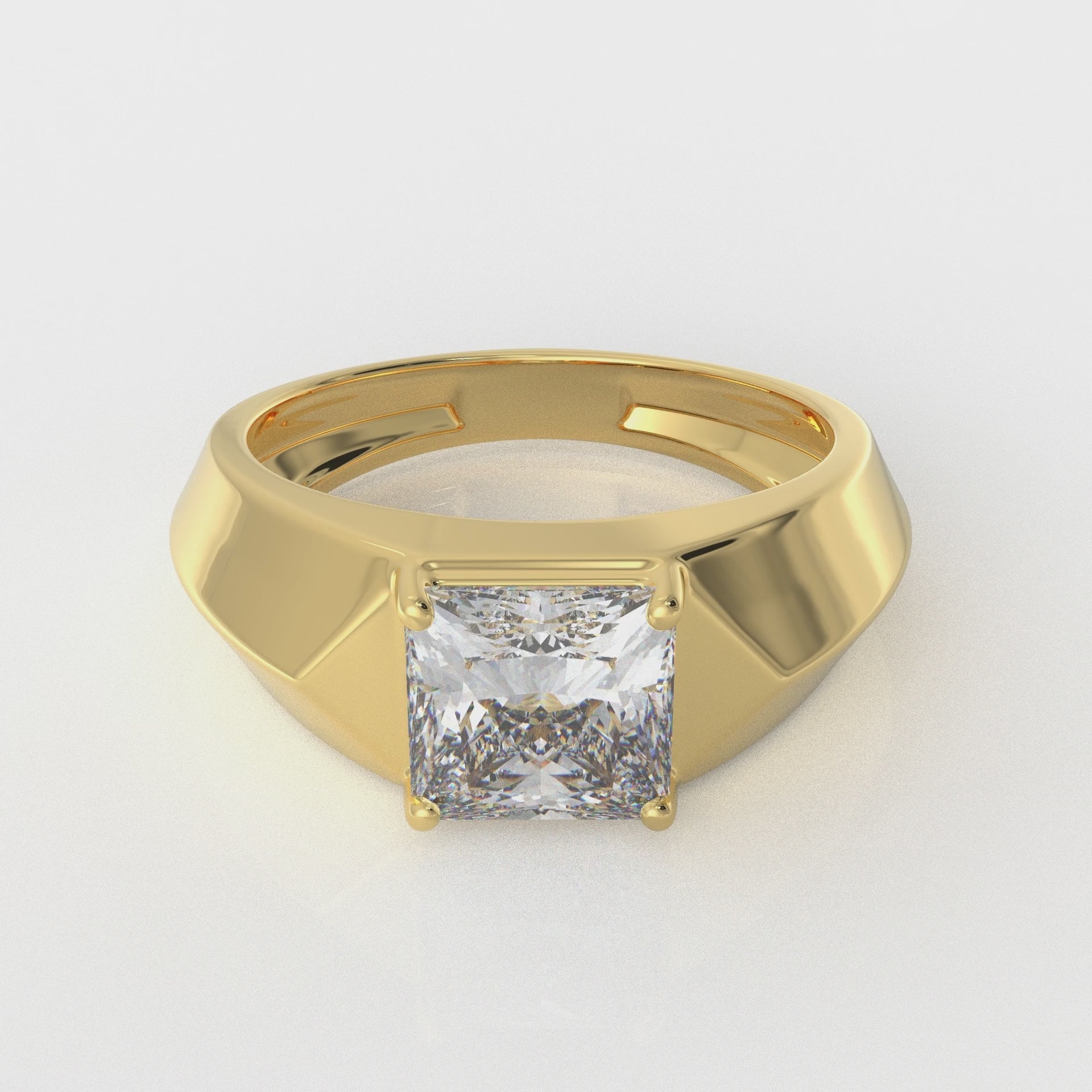 Mens Square Ring Solid 14k Yellow Gold Classic Design Diamond Cut Brushed  Finish Genuine 14MM Size 12 - Walmart.com