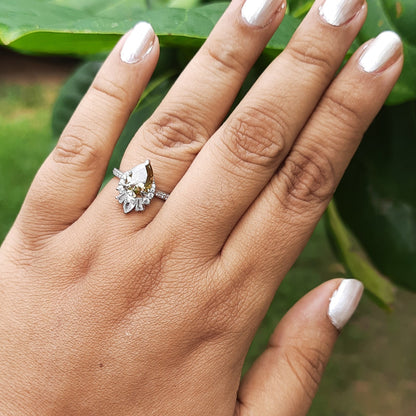 Champagne Colored Moissanite Diamond Engagement Ring