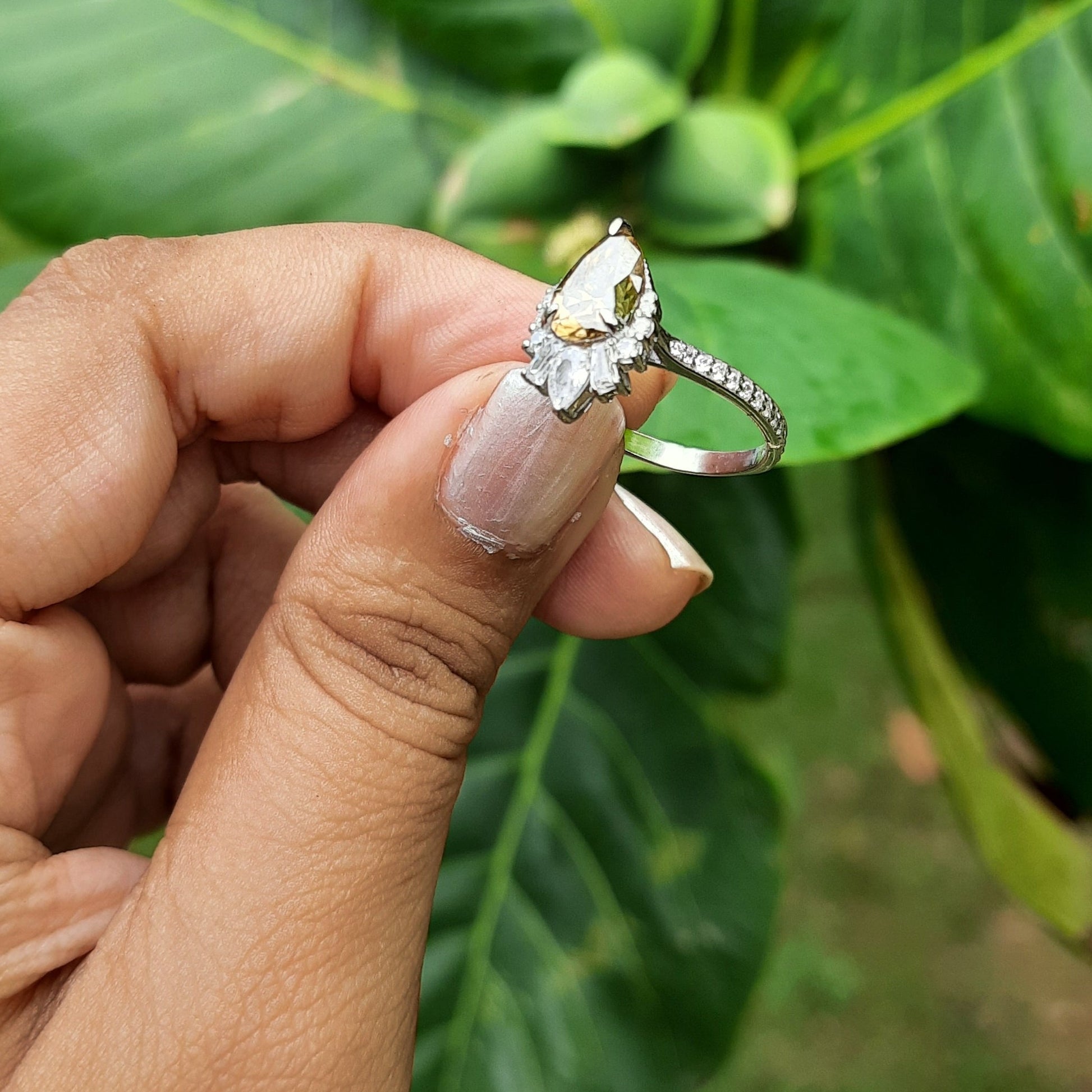 Champagne Colored Moissanite Diamond Engagement Ring